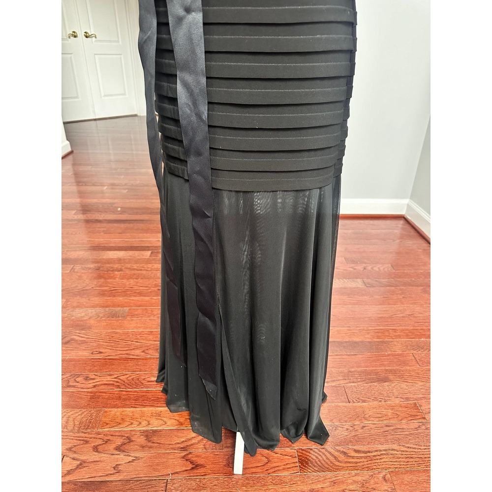 Vintage Betsy & Adam Sheer Layered Tiered One Shoulder Black Lace Gown Dress 12p - Picture 5 of 10
